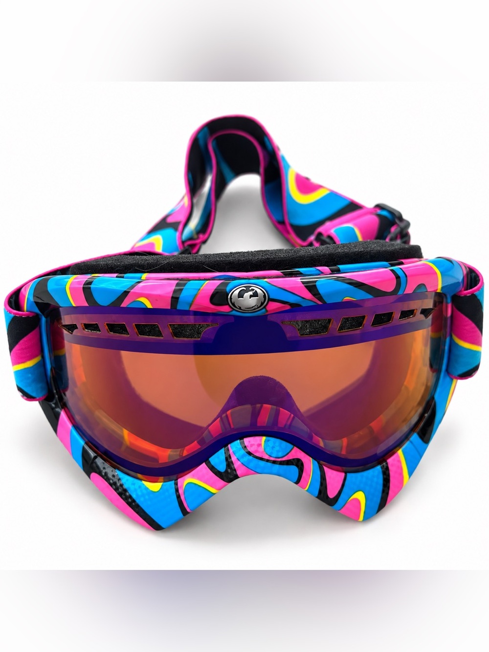 Dragon DSX Pink & Blue Snow Goggles with Amber Lens
